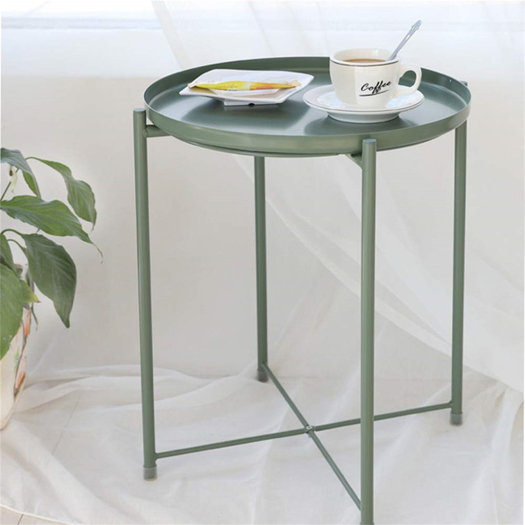 Levi Beer Round Metal End Table Living Room Small Side Table With